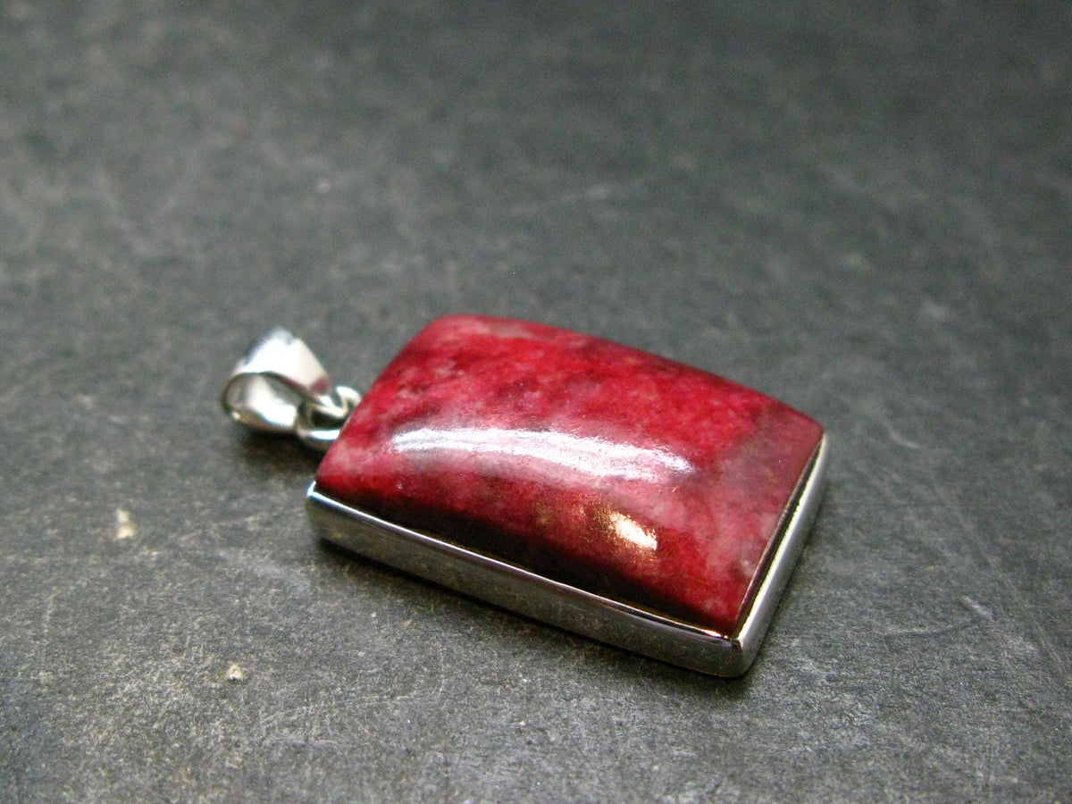 Thulite Silver Plated Pendant From Norway - 1.2" - 6.04 Grams