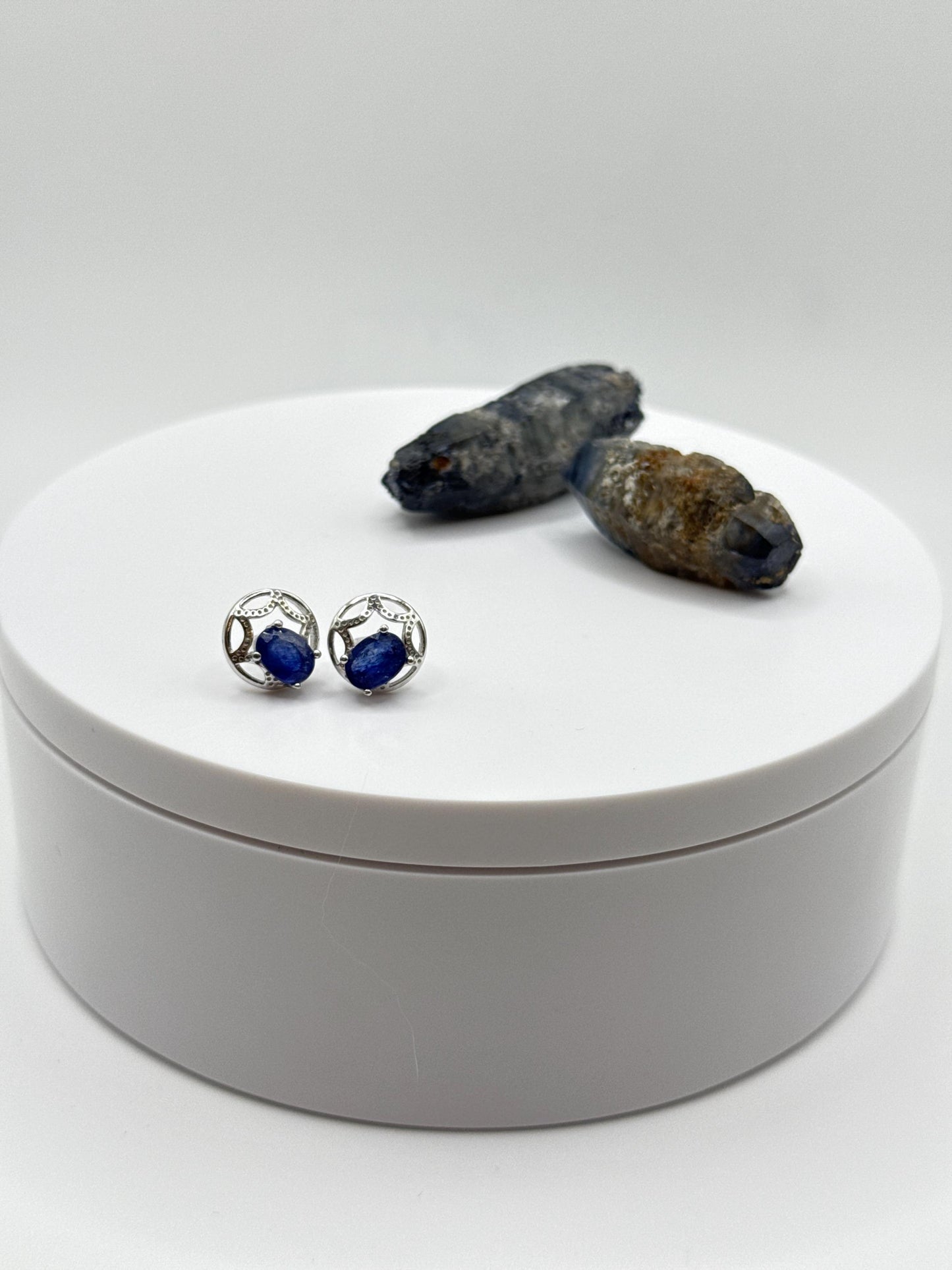 Vintage Sterling Silver Sapphire Stud Earrings | September Birthstone