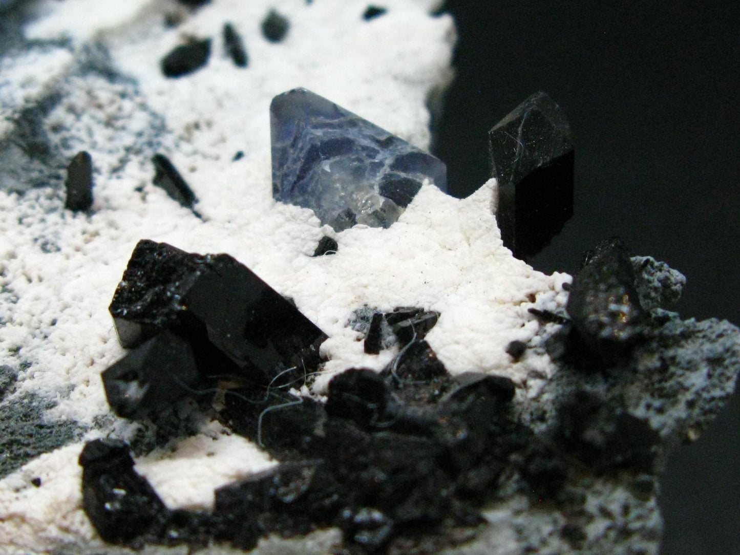 Benitoite and Neptunite on Natrolite Cluster From California - 1.5" - 10.35 Grams