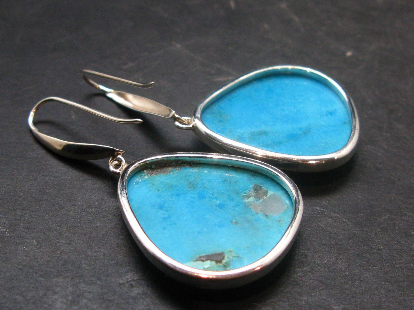 Nice Raw Natural Turquoise Sterling Silver Earrings from Mexico - 13.80 Grams