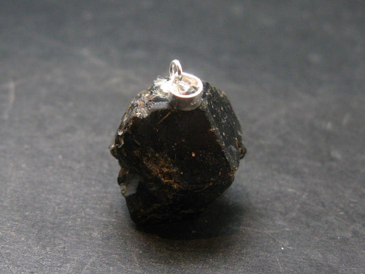 Sharp Black Melanite Andradite Garnet Silver Pendant From Mali - 0.9" - 10.40 Grams