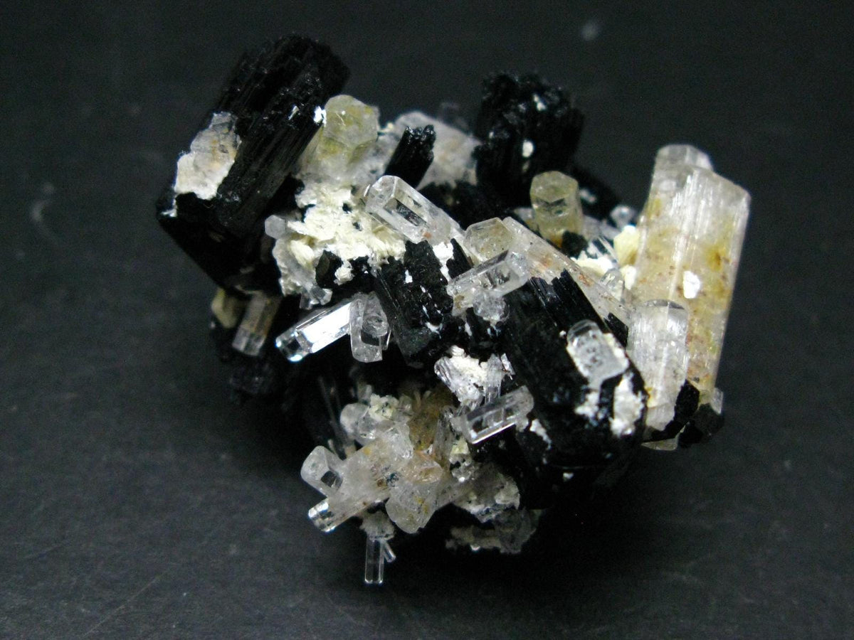 Clear Goshenite Beryl on Black Tourmaline Cluster From Namibia - 2.0" - 42.04 Grams