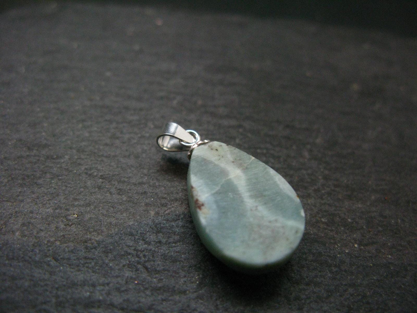 Rare Blue Larimar Pectolite Silver Pendant From Dominican Republic - 0.9"