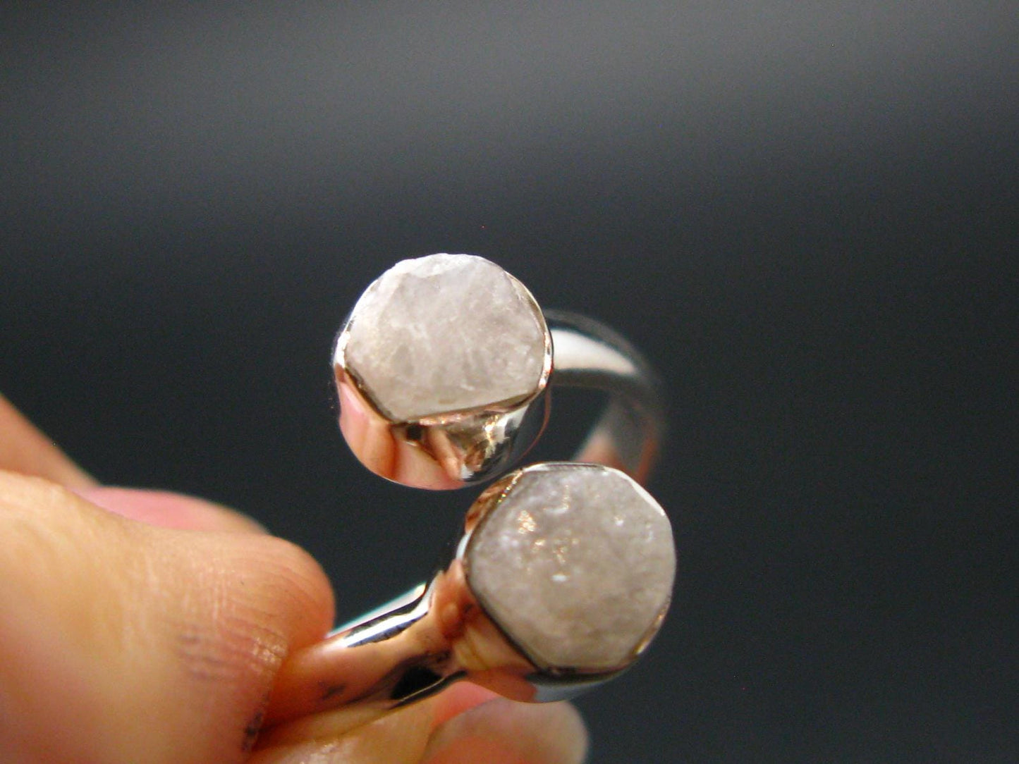 Very Rare White Cryolite 925 Silver Ring from Greenland - Size 7 - 2.34 Grams
