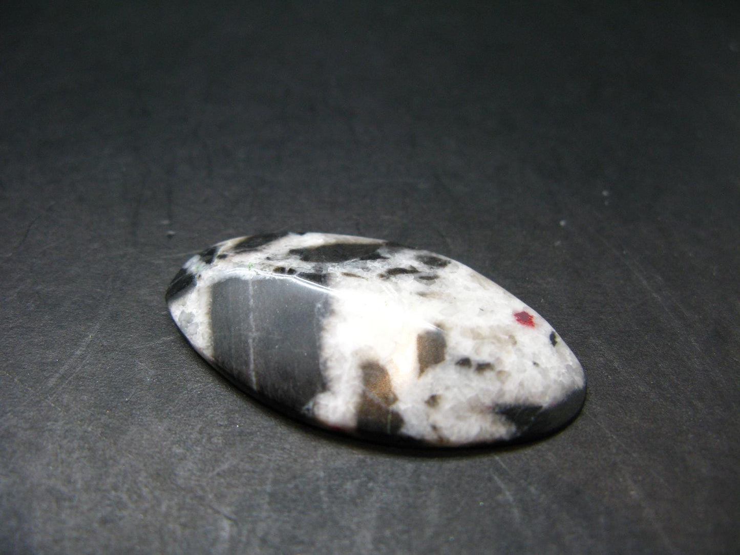 Cinnabar in Dolomite Cabochon from China - 5.90 Grams - 38 x 19 mm
