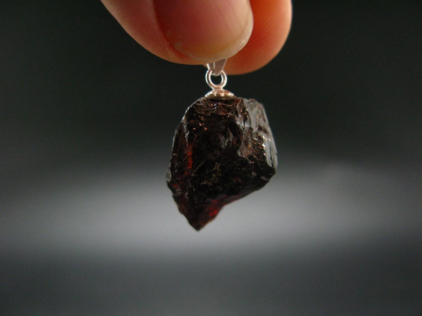 Gem Spessartine Spessartitne Garnet Pendant in SS From Brazil - 1.0" - 5.57 Grams
