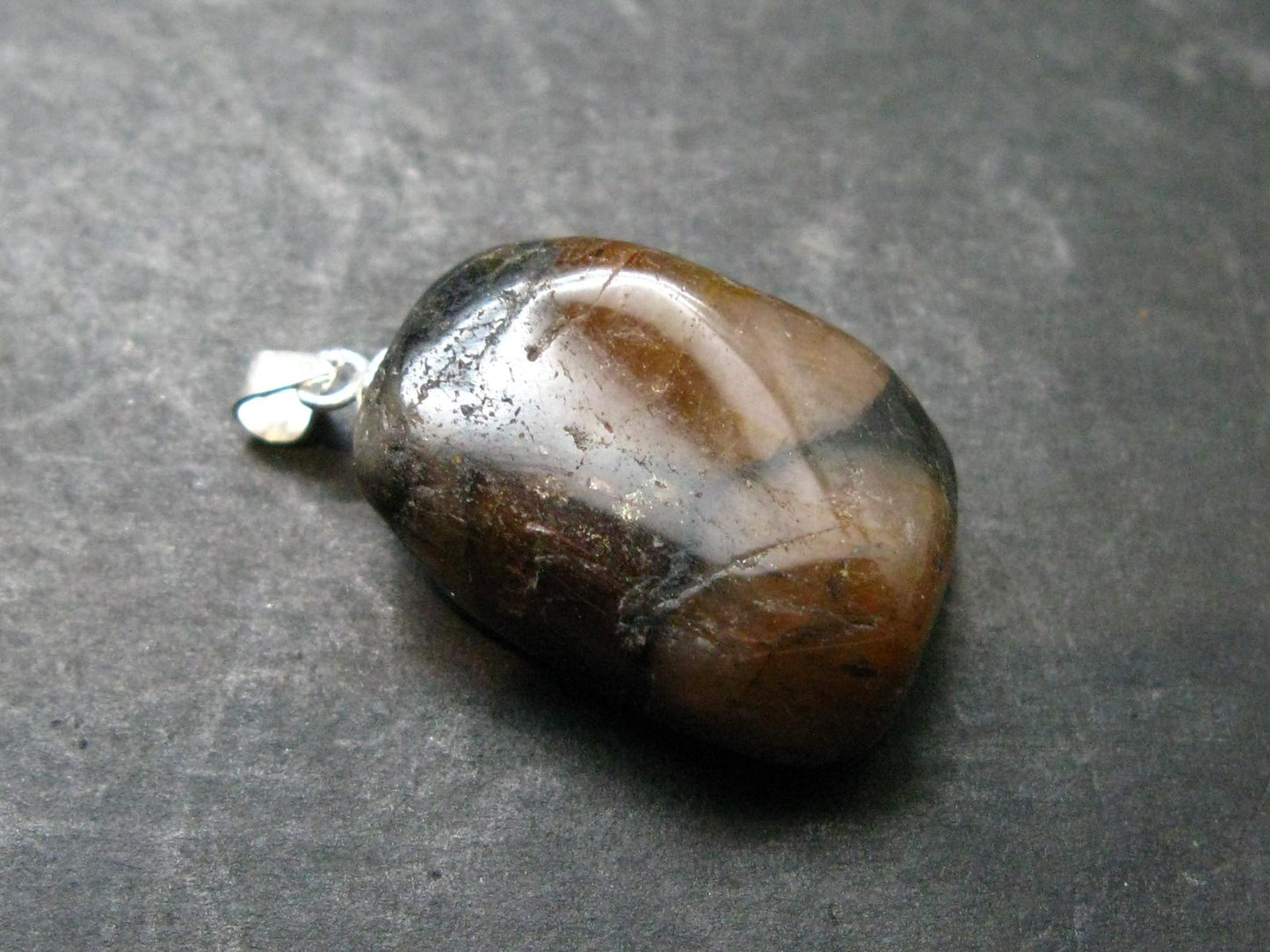 Perfect Cross-Shaped Andalusite (Variety of Chiastolite) Polished Silver Pendant from China - 1.2" - 7.95 Grams