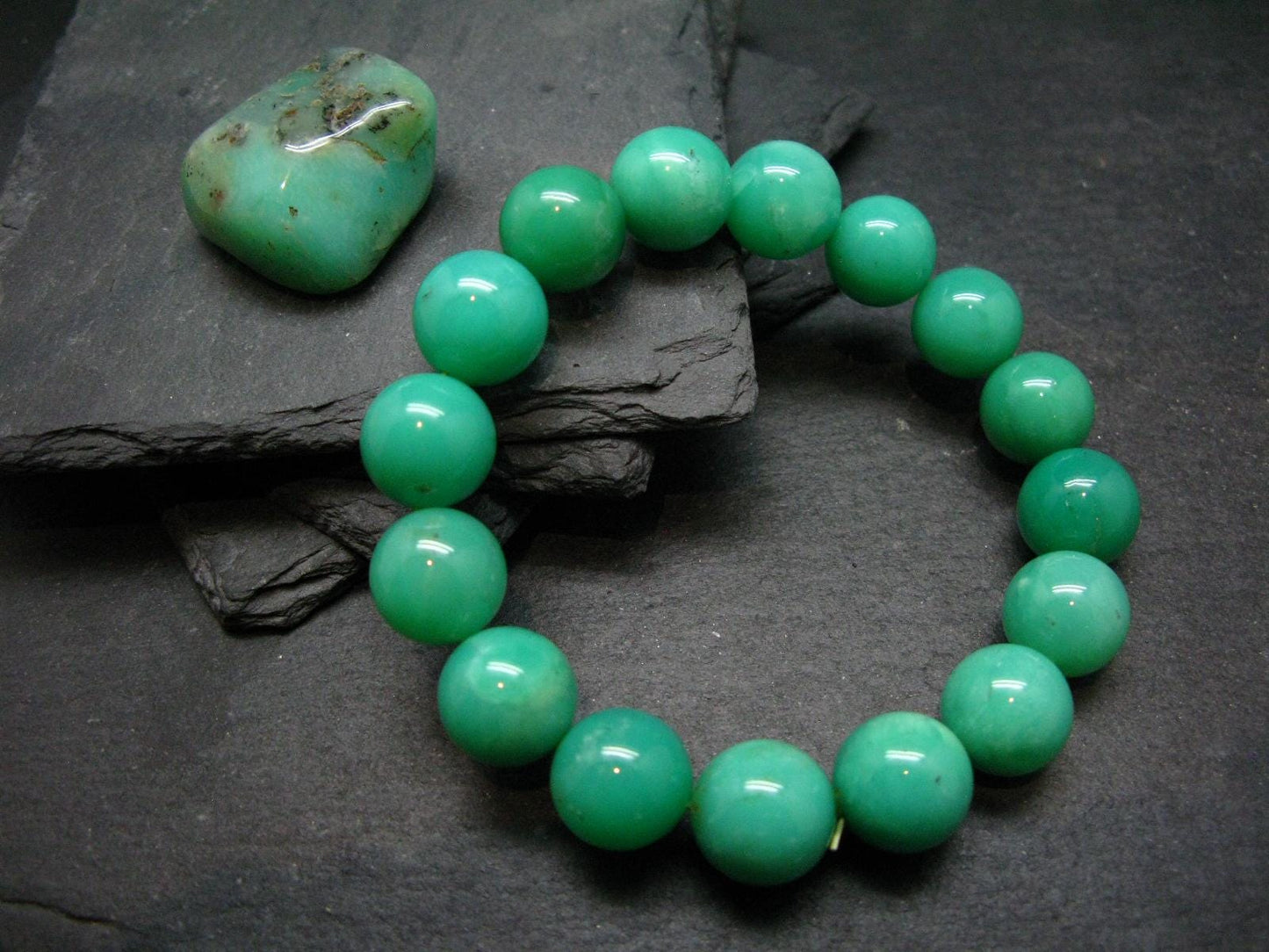 AAA Grade Chrysoprase Genuine Bracelet ~ 7 Inches ~ 14mm Round Beads