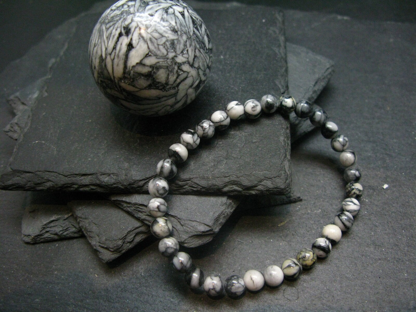 Pinolite Pinolith Genuine Bracelet ~ 7 Inches ~ 6mm Round Beads