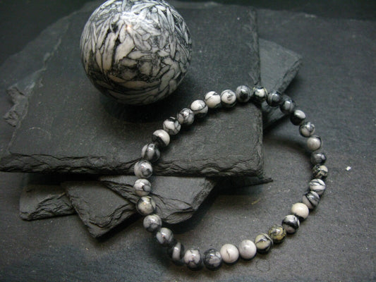Pinolite Pinolith Genuine Bracelet ~ 7 Inches ~ 6mm Round Beads