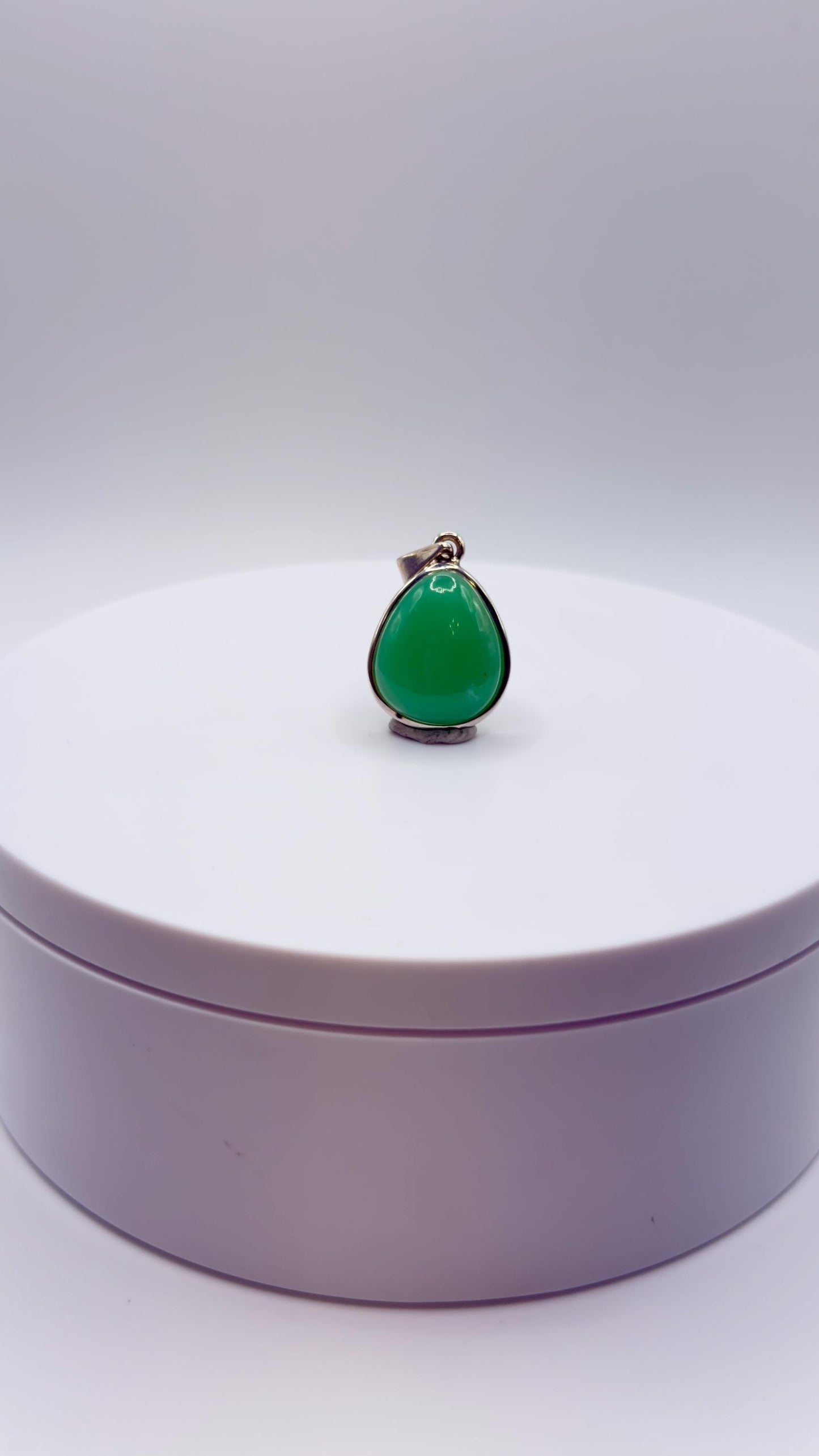 Natural Chrysoprase Teardrop Pendant – Green Sterling Silver Necklace Charm - Weight 6.24 g
