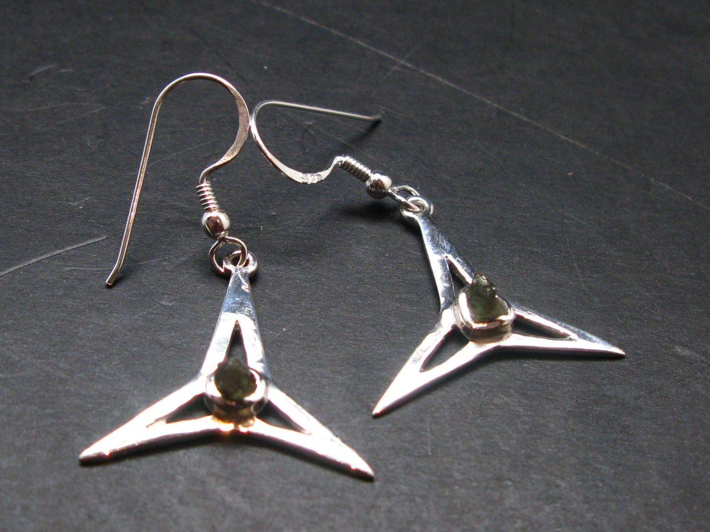 Moldavite Tektite Silver Earrings from Czech Republic - 3.25 Grams