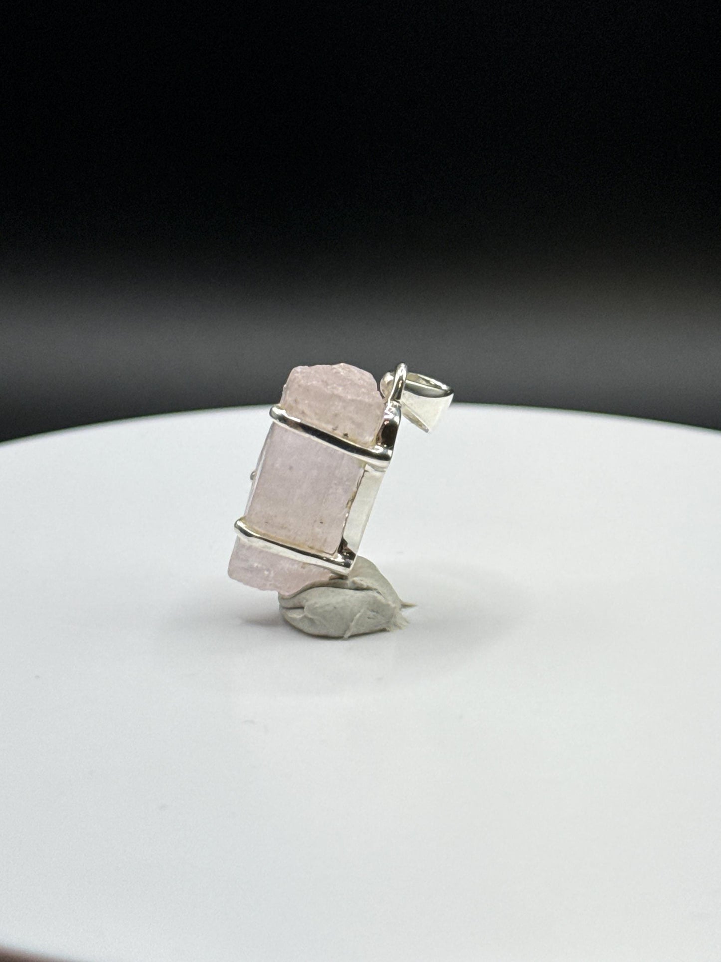 Raw Pink Stone Charm | Natural Crystal Silver Drop