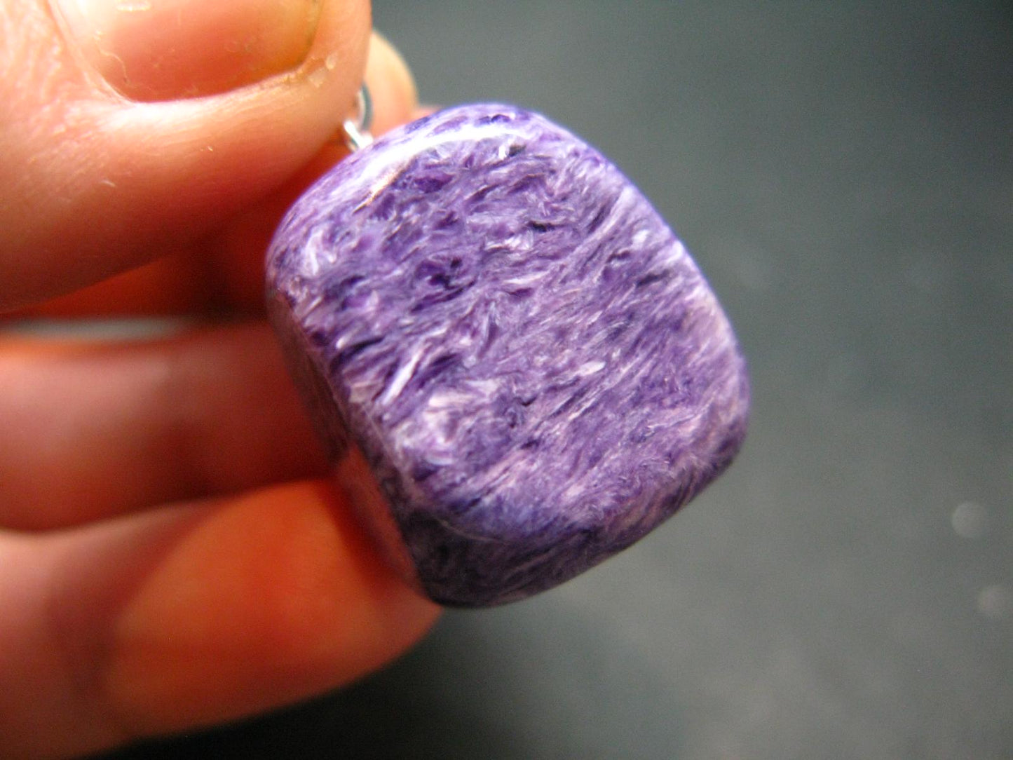 Rare High-Quality Charoite Pendant In SS From Russia - 1.1" - 12.75 Grams