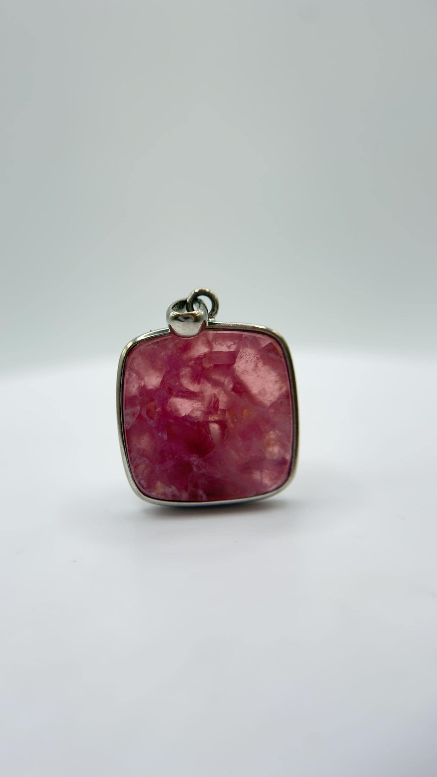 Cobalto Calcite Pendant Pink Gemstone Silver Necklace Natural Crystal Jewelry Healing Stone Gift