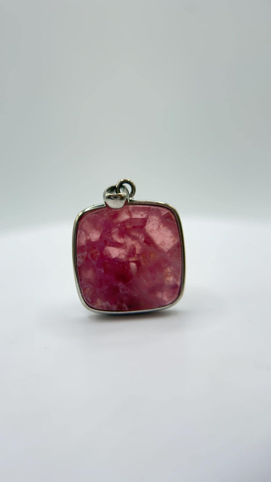Cobalto Calcite Pendant Pink Gemstone Silver Necklace Natural Crystal Jewelry Healing Stone Gift