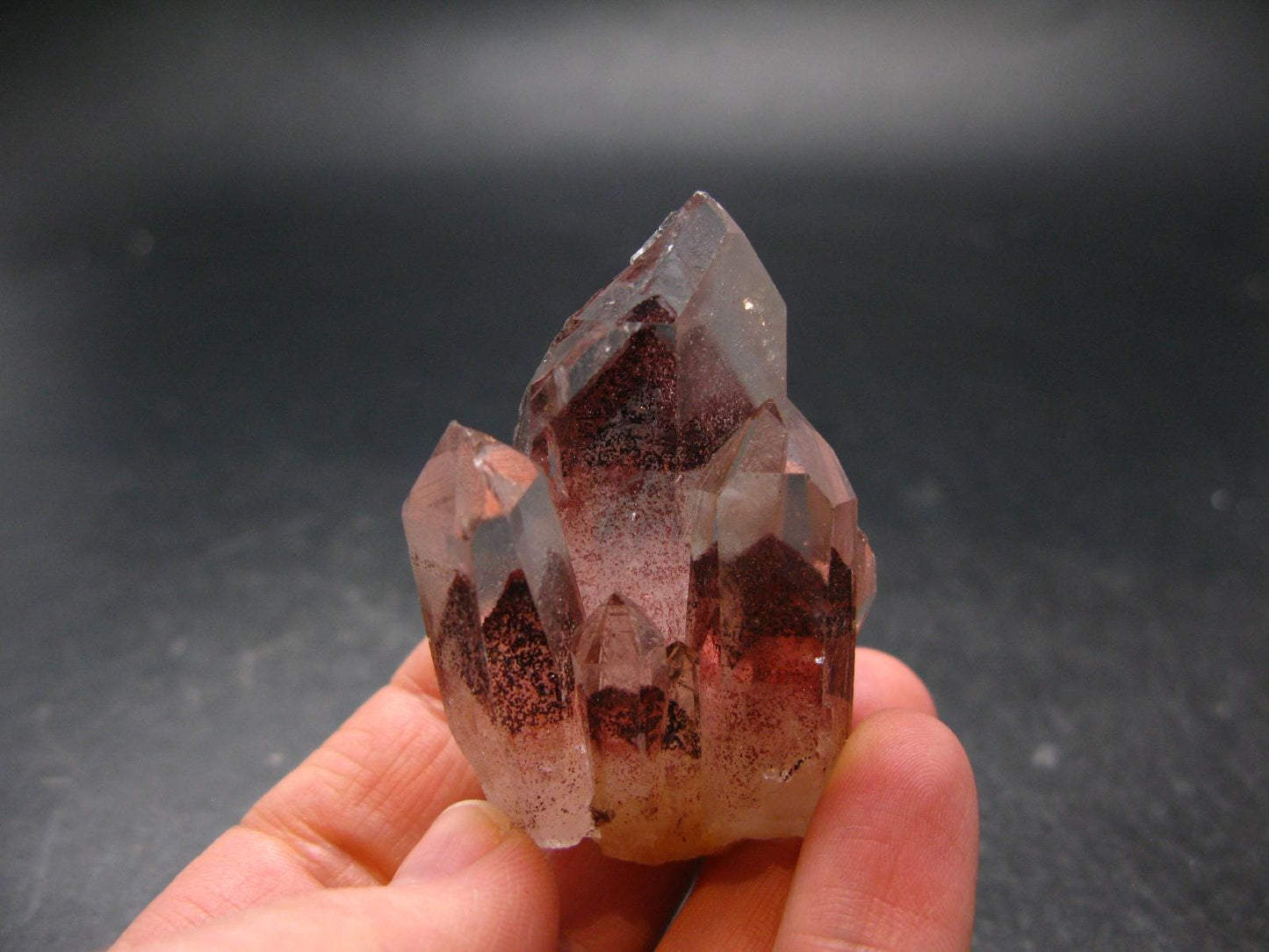 Phantom Hematite in Quartz Crystal From India - 1.9" - 41.45 Grams