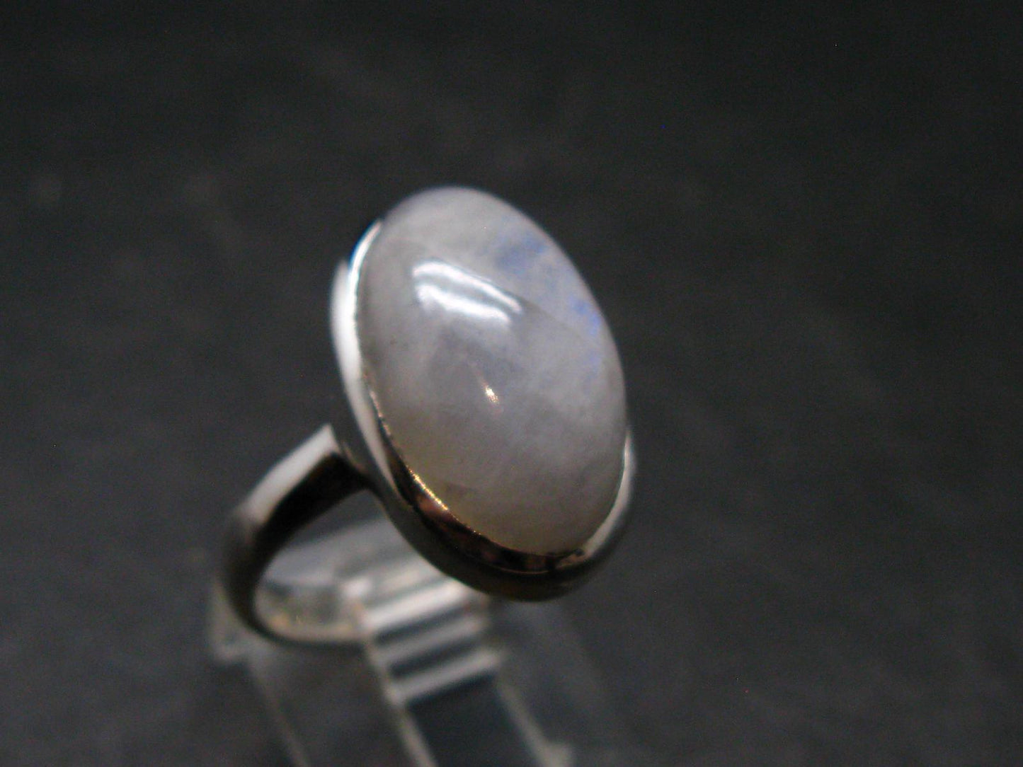 Natural Glow From Inside Moonstone Silver Plated Ring - 5.4 Grams - Size 8
