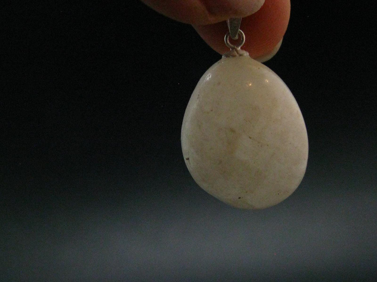 Very Rare White Cryolite 925 Silver Pendant from Greenland - 1.2" - 8.66 Grams