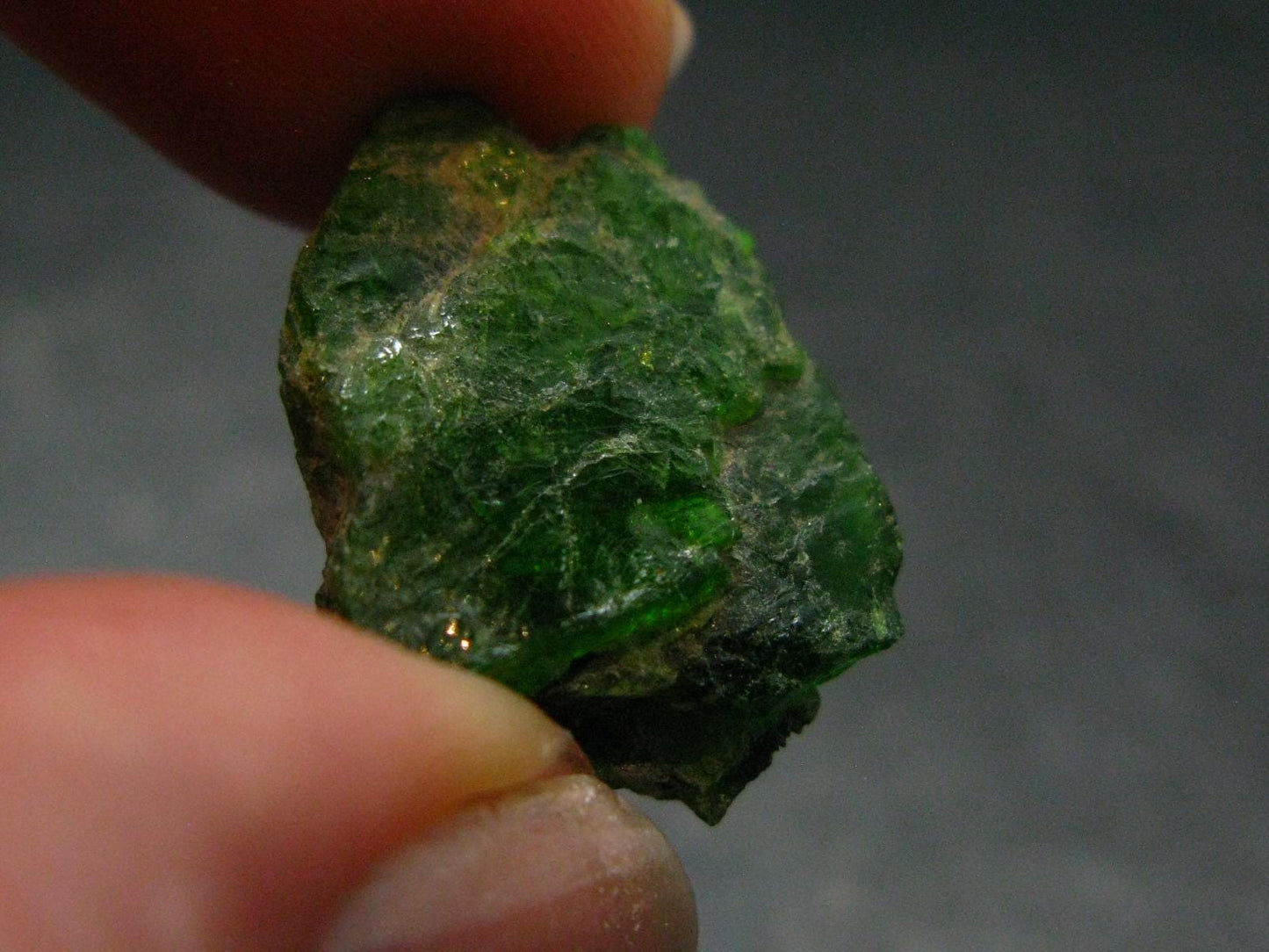 Gemmy Raw Natural Intense Forest Green Chrome Diopside Raw Piece from Russia - 0.7"