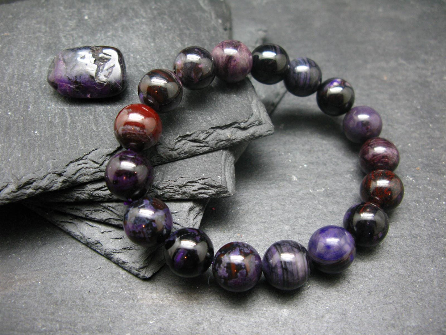 Sugilite Genuine Bracelet ~ 7 Inches ~ 12mm Round Beads