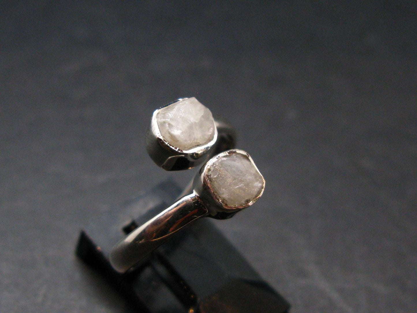 Very Rare White Cryolite 925 Silver Ring from Greenland - Size 8 - 2.47 Grams