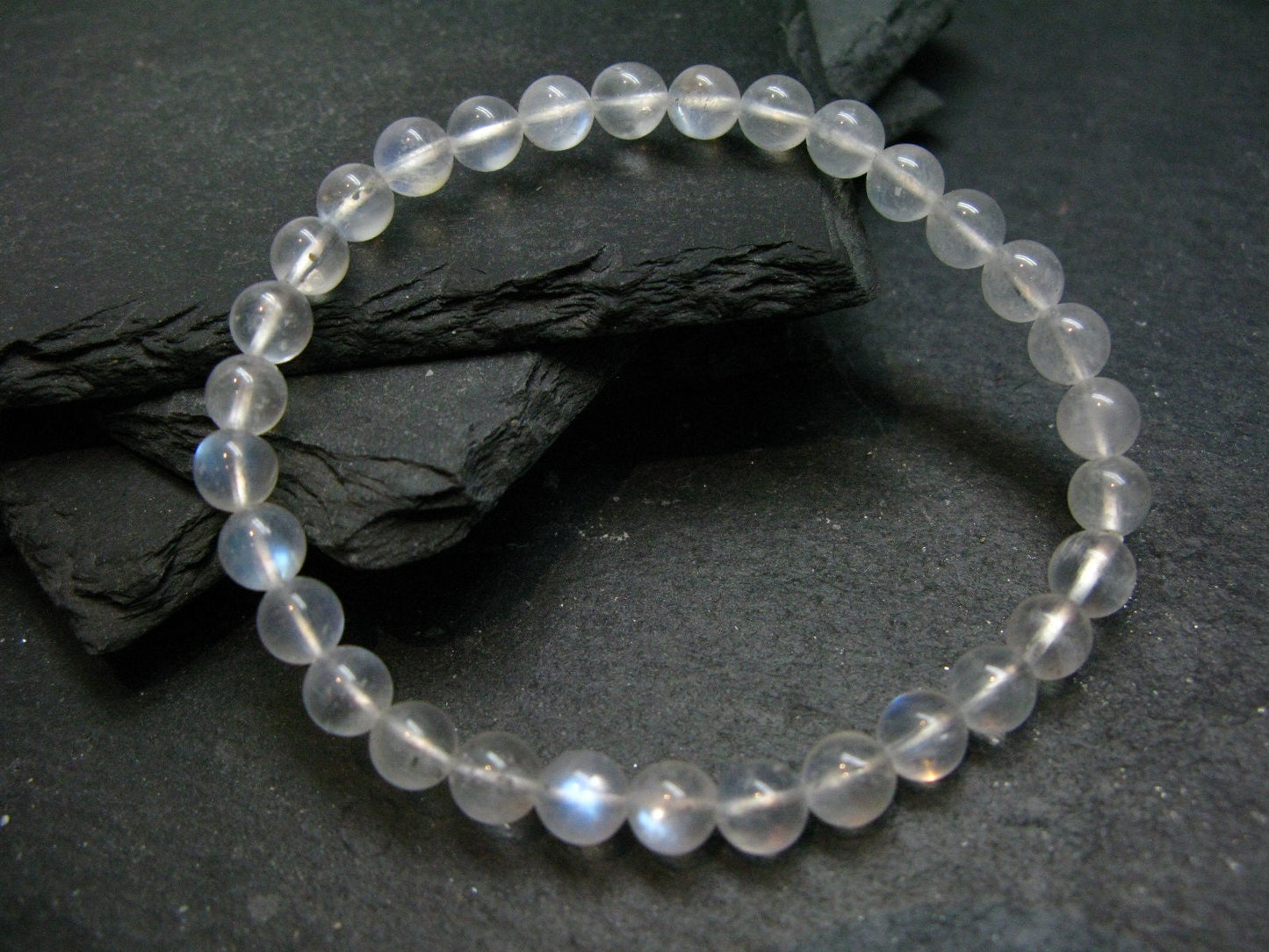 Moonstone Genuine Bracelet ~ 7 Inches ~ 6mm Round Beads