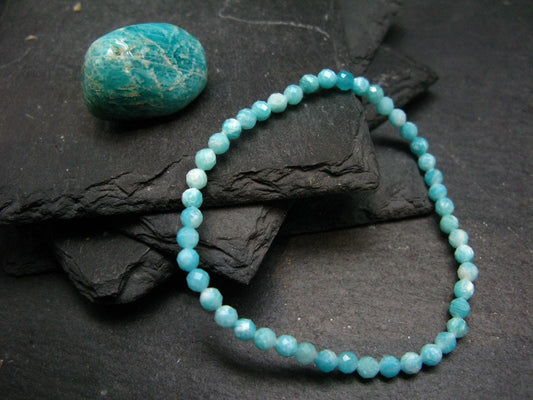 Amazonite Genuine Bracelet ~ 7 Inches ~ 4mm Facetted Beads