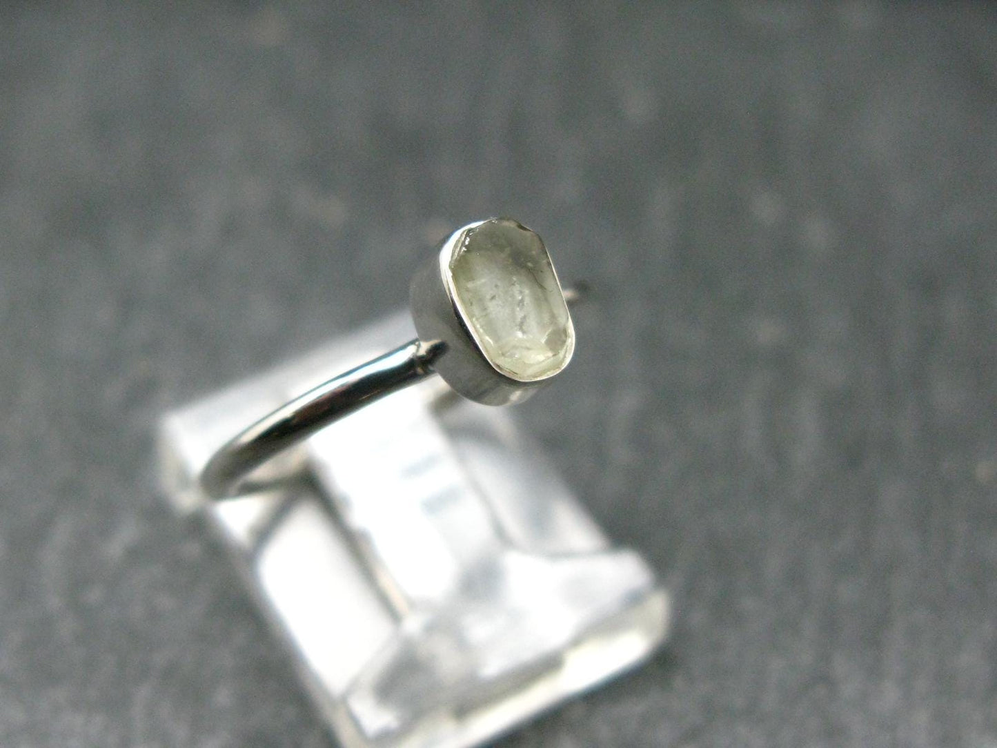 Green Herderite Silver Ring From Brazil - 1.74 Grams - Size 6