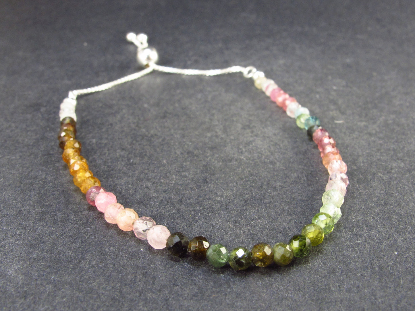 Watermelon Tourmaline Silver Bracelet From Brazil - Size Adjustable - 2.84 Grams