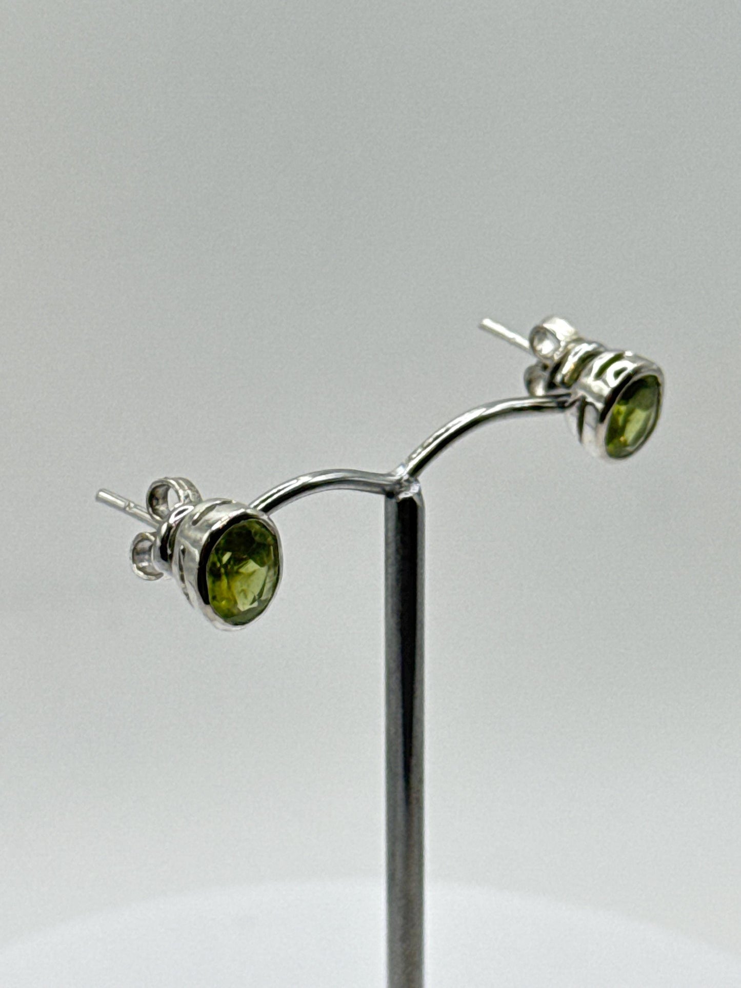 Peridot Sterling Silver Stud Earrings | August Birthstone