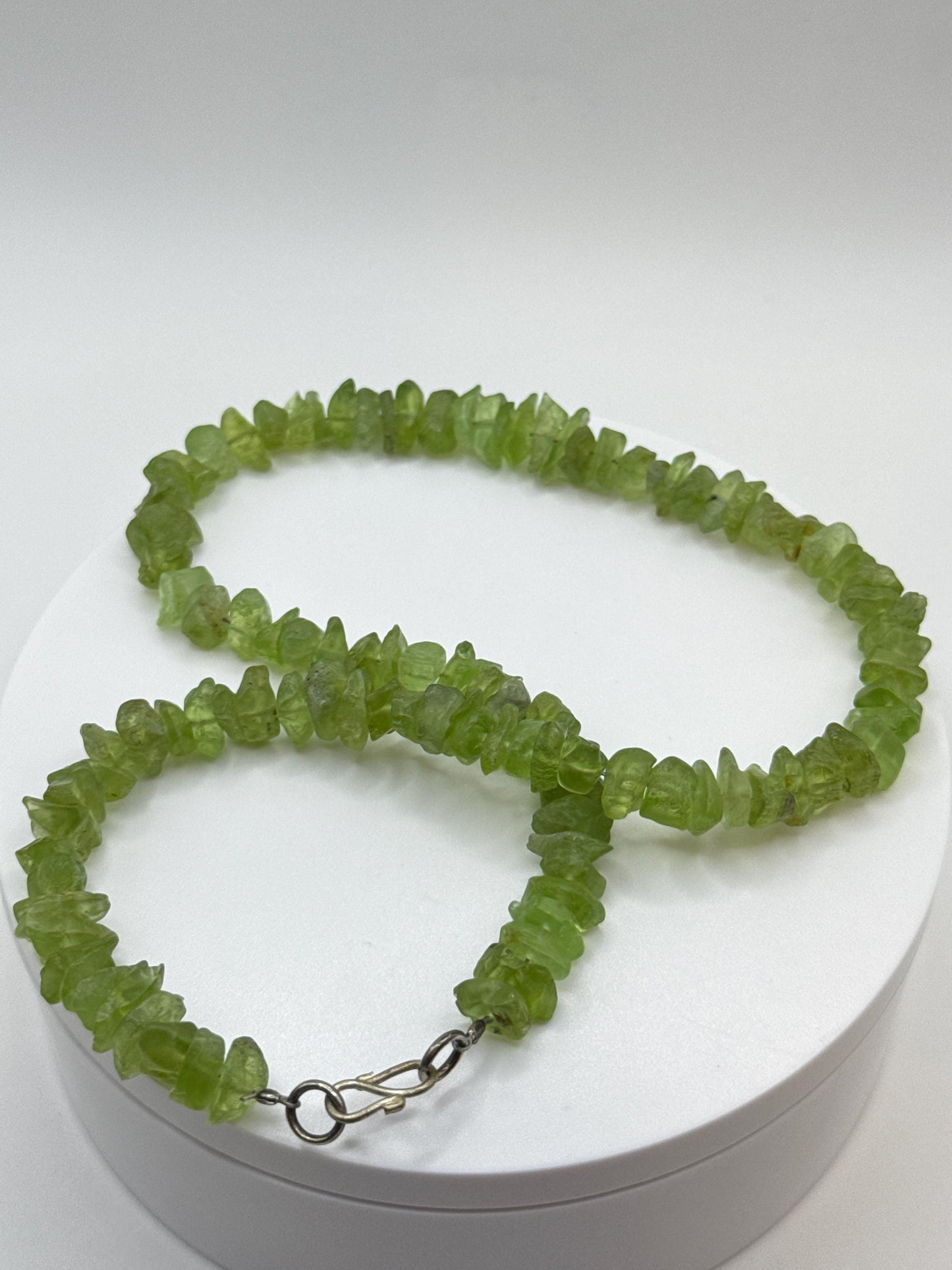 Peridot Chip Necklace | Raw Gemstone Beaded Jewelry, August Birthstone