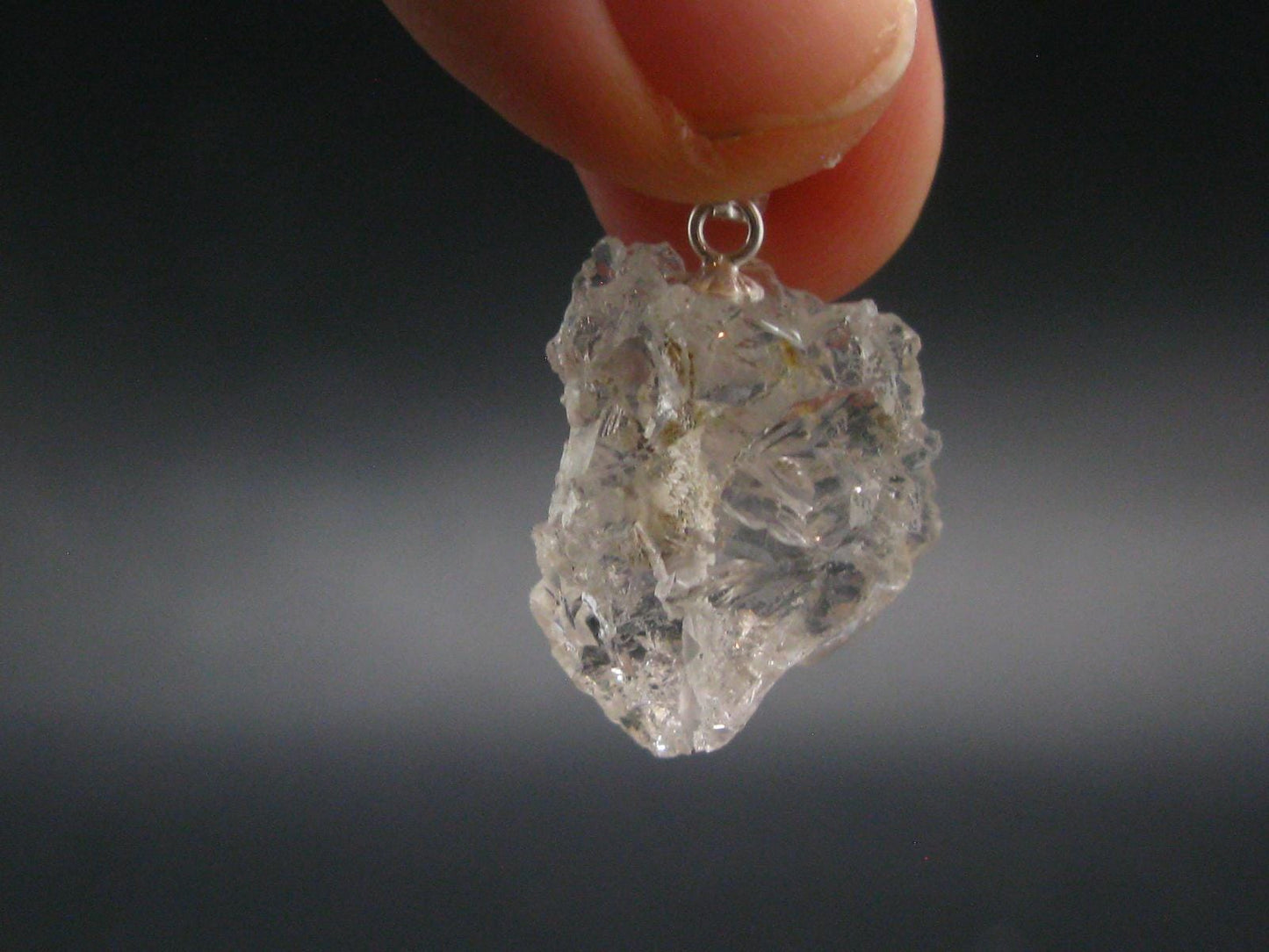 Goshenite Beryl Crystal 925 Silver Pendant From Brazil - 1.0" - 3.79 Grams