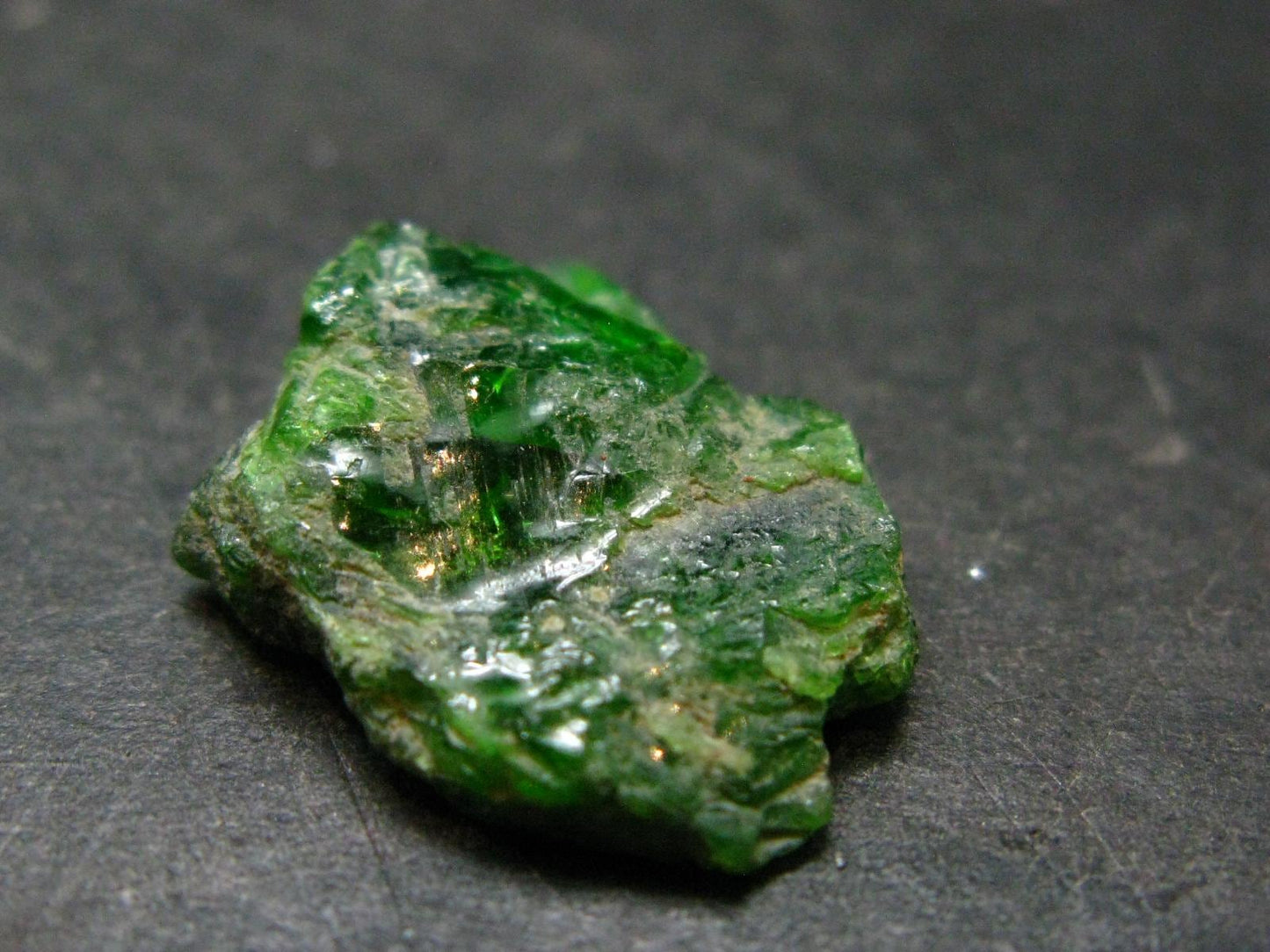Gemmy Raw Natural Intense Forest Green Chrome Diopside Raw Piece from Russia - 0.7"