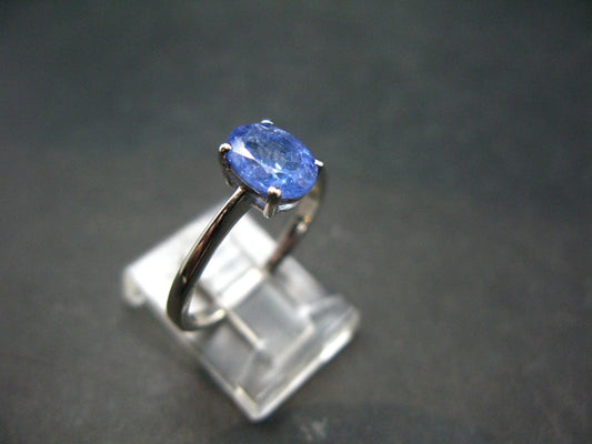 Faceted Tanzanite Zoisite Sterling Silver Ring from Tanzania - Size 7.75