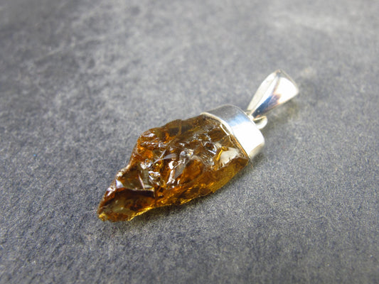 Natural Unheated Citrine Sterling Silver Pendant from Zambia - 1.2" - 2.00 Grams