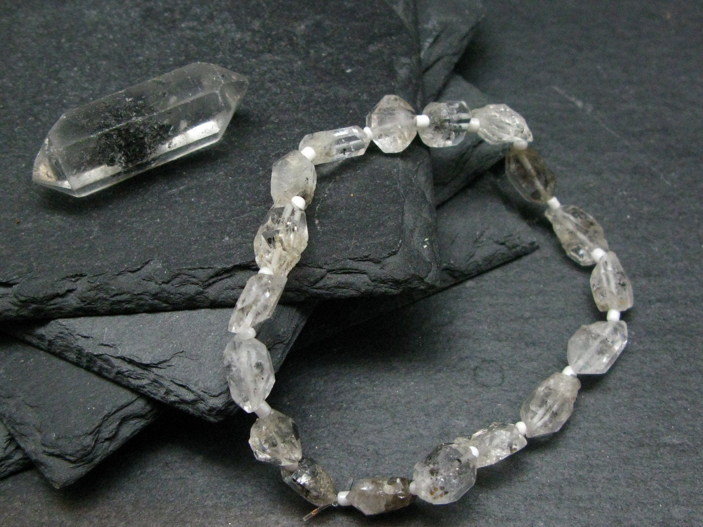 Tibetan Black Quartz Genuine Bracelet ~ 7 Inches ~ 10mm Crystal Beads