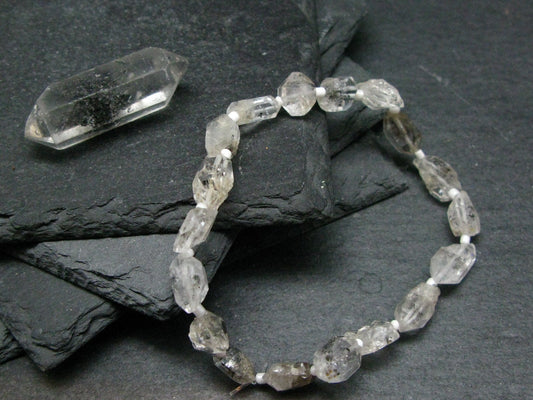 Tibetan Black Quartz Genuine Bracelet ~ 7 Inches ~ 10mm Crystal Beads