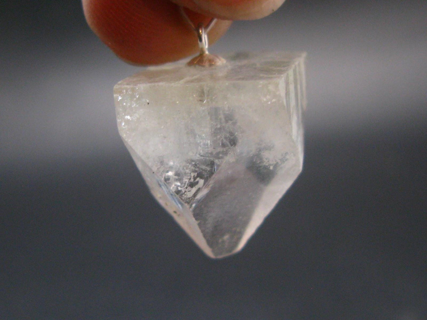 Clear Apophylite Apophyllite Crystal Silver Pendant From India - 1.0" - 6.5 Grams