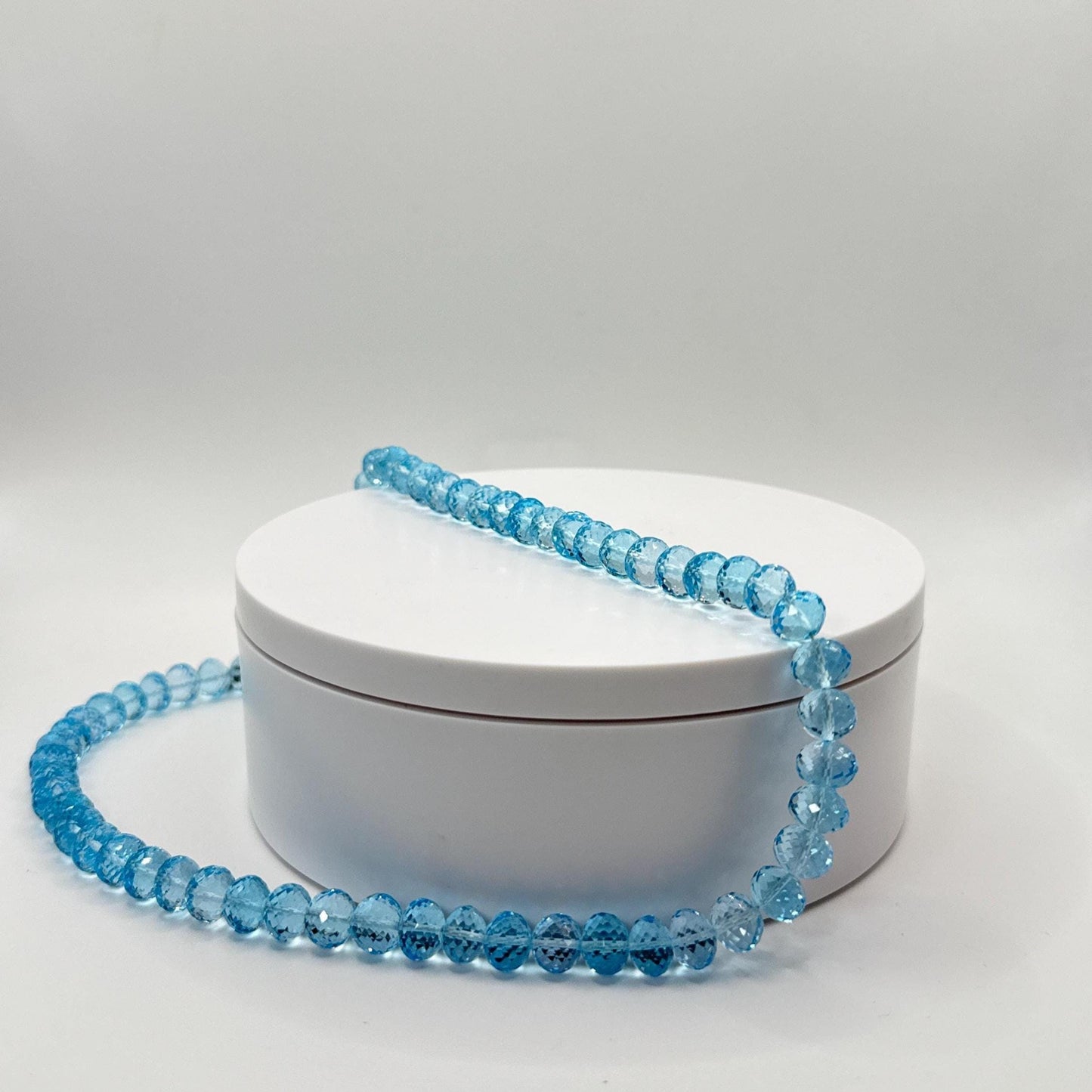 Swiss Blue Topaz Faceted Bead Necklace – Genuine Gemstone Radiance - 56.54 Grams