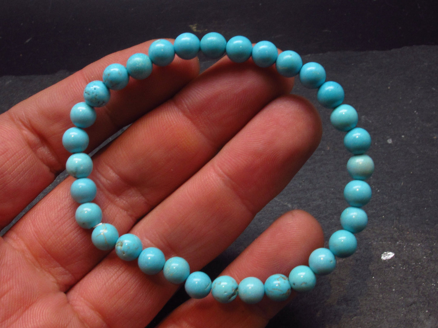 Howlite Genuine Bracelet ~ 7 Inches ~ 6mm Round Beads