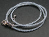 Lightweight Gem Sparkly Faceted Blue-Grey Angelite (anhydrite) Tiny 2mm Round Beads Necklace from Peru