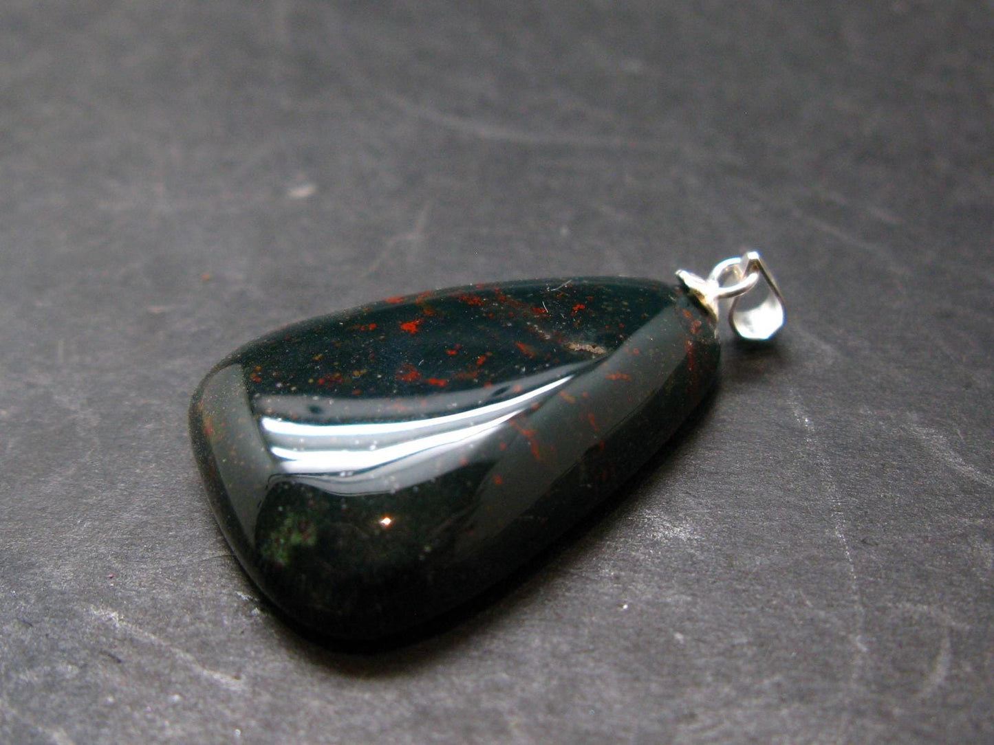 Bloodstone Silver Pendant From India - 1.4" - 7.81 Grams