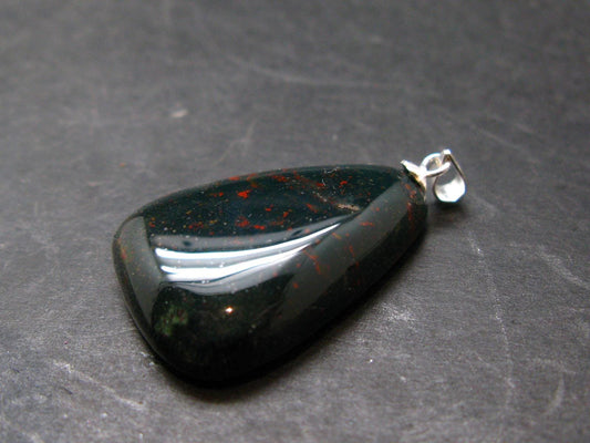 Bloodstone Silver Pendant From India - 1.4" - 7.81 Grams