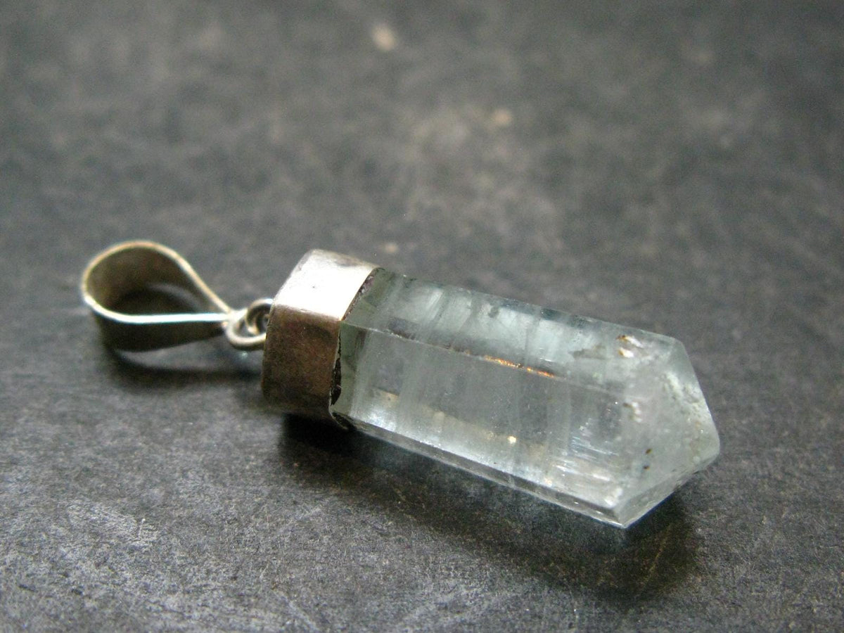 Stunning Genuine Aquamarine Gem Sterling Silver Pendant From Pakistan - 1.3" - 2.48 Grams