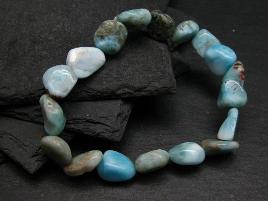 Larimar Genuine Bracelet ~ 7 Inches ~ 12mm Tumbled Beads