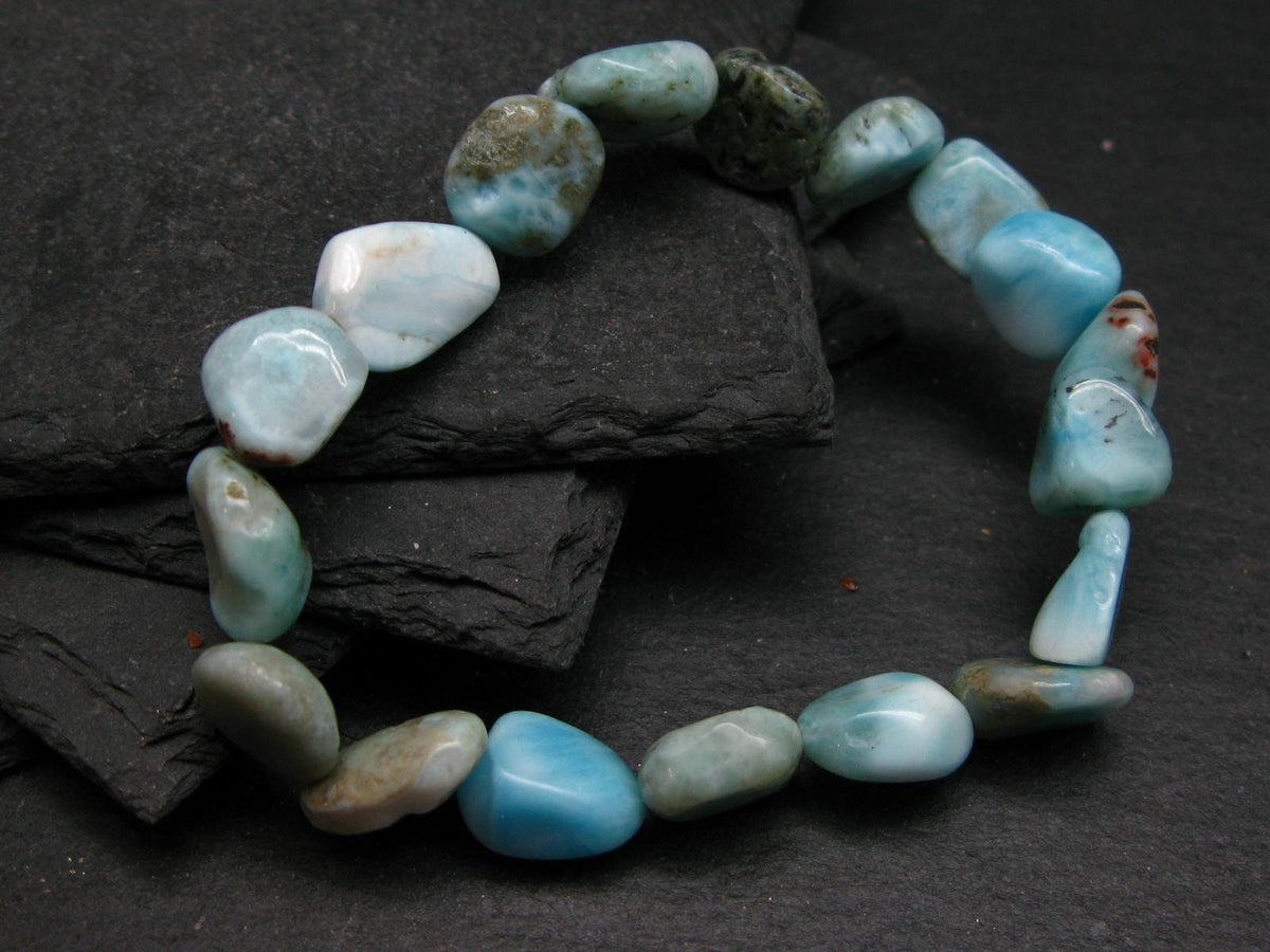 Larimar Genuine Bracelet ~ 7 Inches ~ 12mm Tumbled Beads