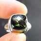 Moldavite Tektite Facetted Silver Ring from Czech Republic - Size 7 - 6.54 Grams