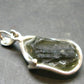 Moldavite Tektite Silver Clover Pendant from Czech Republic - 1.4" - 5.59 Grams