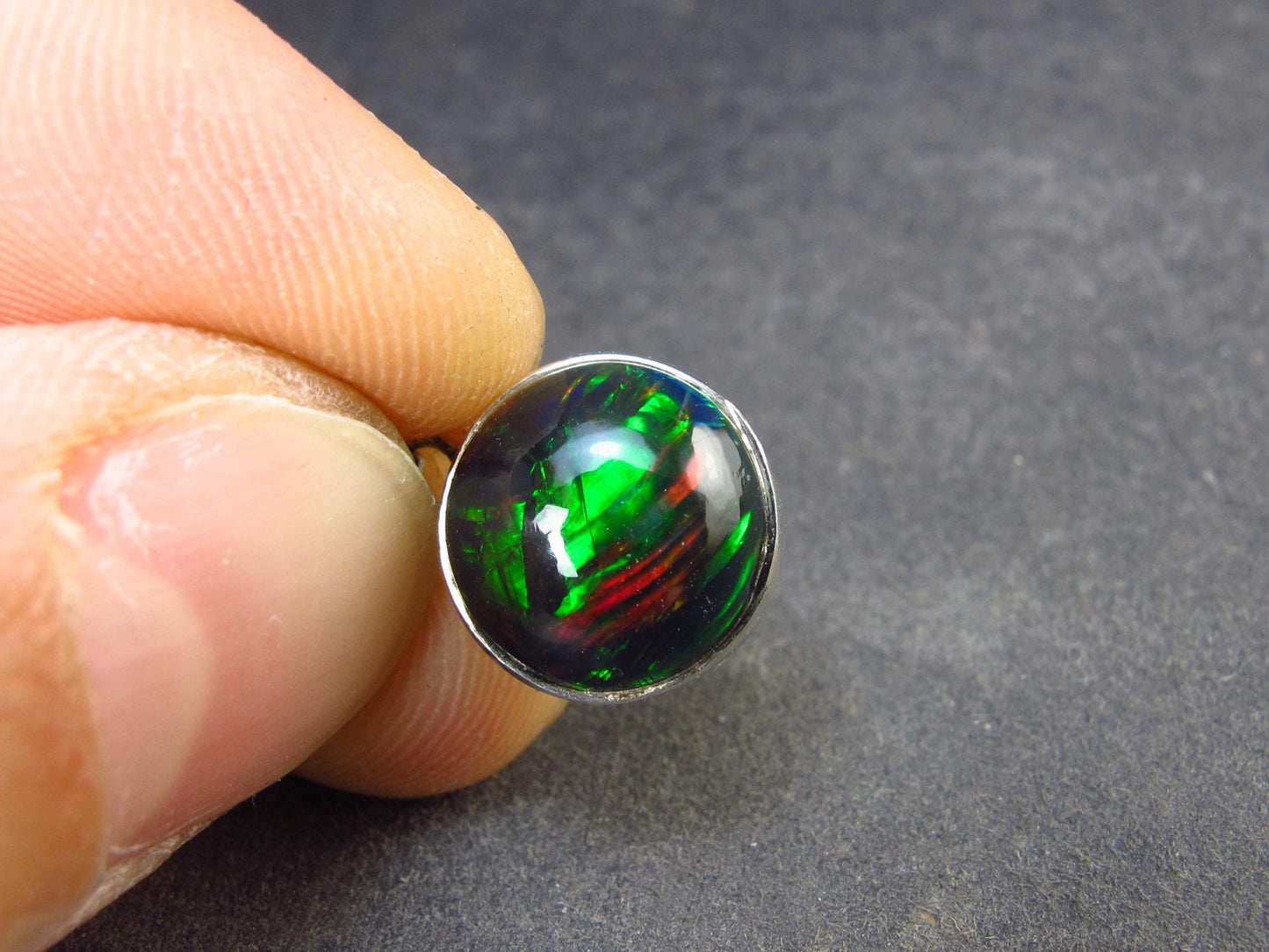 Rare Black Opal Sterling Silver Pendant from Australia - 0.7" - 1.57 Grams